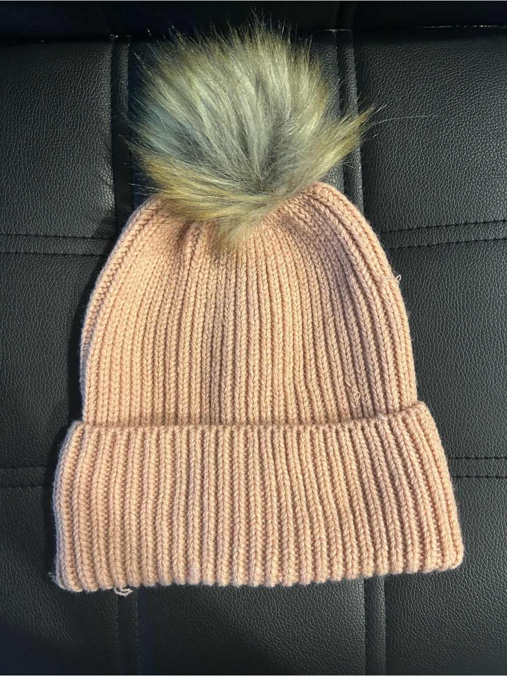 Primark Ribbed Pom-Trim Beanie in Blush Peach